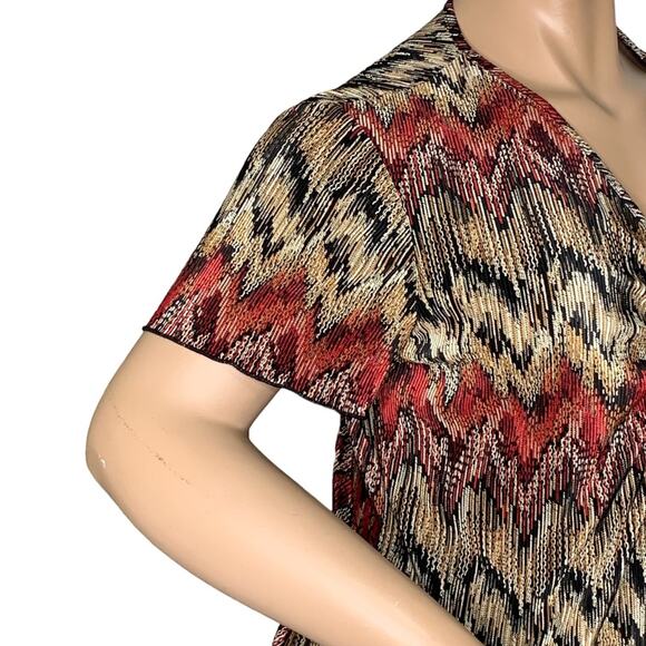 Lane Bryant Blouse Short Sleeve Multicolor Tribal Print Pullover Size 14/16 - Picture 4 of 9